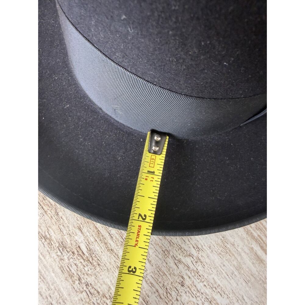 Vintage 1940s Adam Executive quality Black Fur Felt Homburg Hat 7 1/8 Bowler - Picture 8 of 9